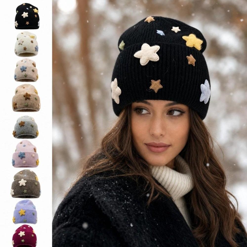 Real Rabbit Fur Winter Skull Cap Acrylic Blend Wool Knit Cap Cute Knitted Beanie Hat  Cold Weather