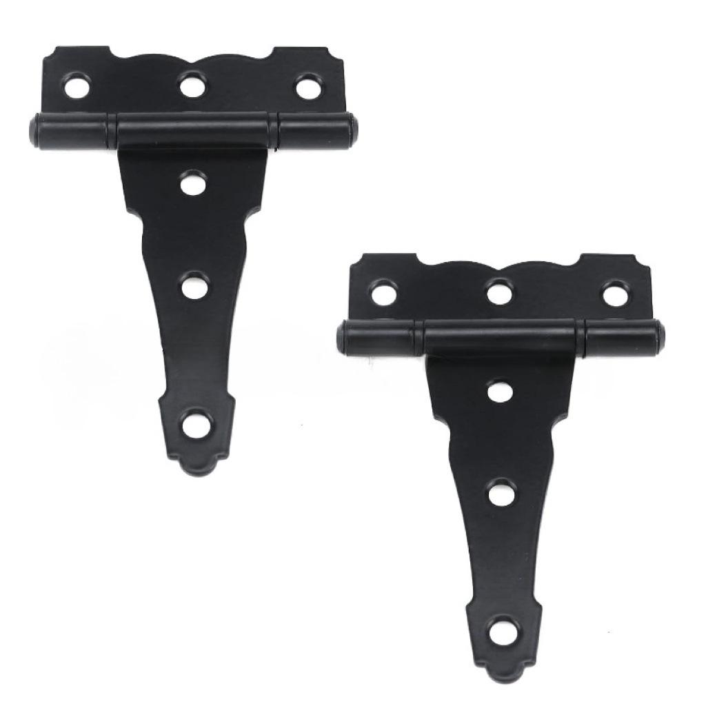 2PCS Classic Black Strap Hinges Shed Door Hinges Heavy Duty Barn Gate T-Strap Hinges