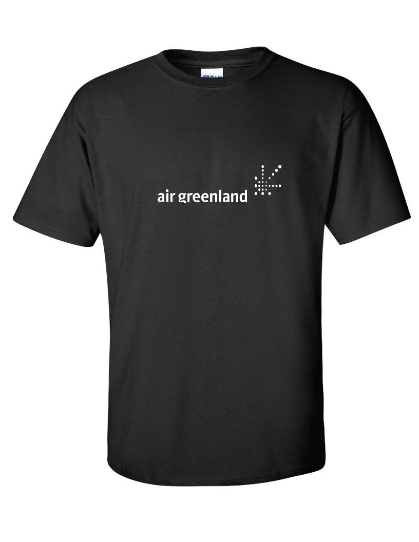 Air Greenland White Retro Logo Greenlandic Airline Black Cotton T-Shirt 3XL
