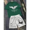 2026 Summer New Unisex Short-Sleeved Shorts Set with 3D Wings Pattern Print for Street Casual Fashion Comfortable and Soft