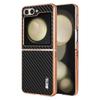 Z Flip7 FE Carbon Fiber Pattern Phone Case for Samsung Galaxy Z Flip 7 6 5 4 3 5G Electroplated Frame Back Cover Coque Etui