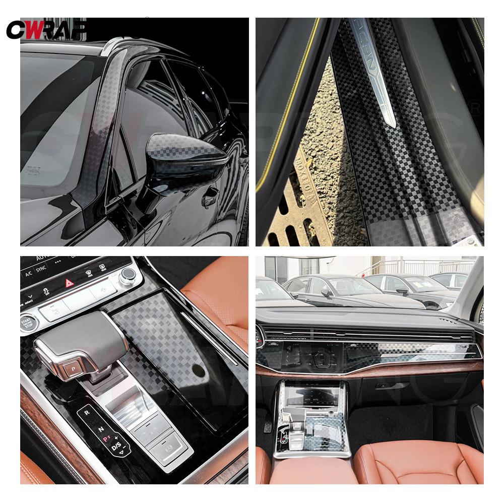 Car Stickers Vinyl Wrap Carbon Fiber Films Black Grid Wrap Decal Auto Body Decoration Stickers for Motorcycle Car Accessories