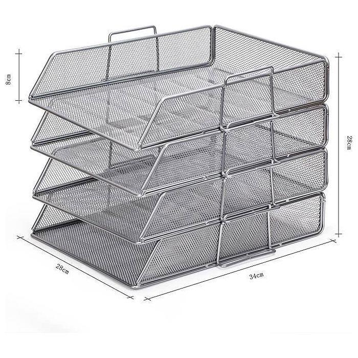 Corbeilles à courrier - exerz - 4 pièces - métal - superposables - a4