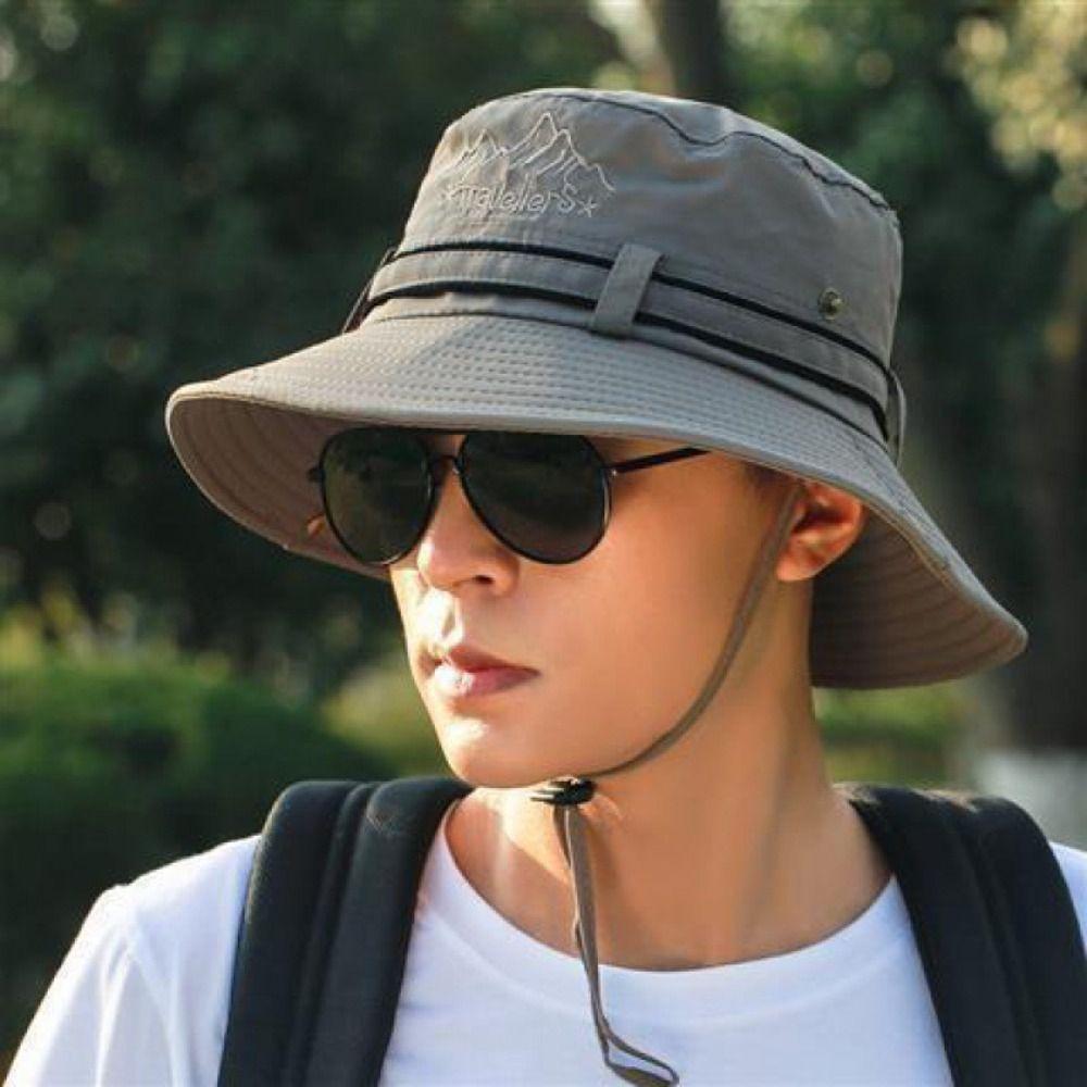 Anti-UV Protection Sunscrean Bucket Hat Wide Brim Outdoor Fishing Cap Portable Men Sun Hat Hiking
