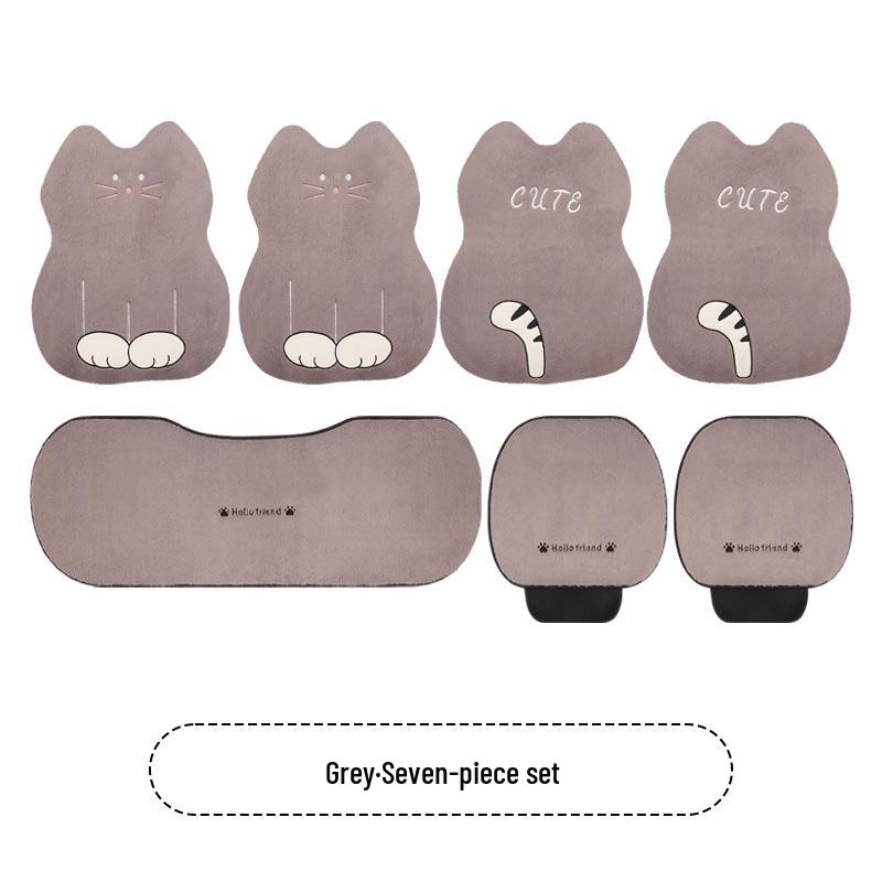 Cartoon Kitten Winter Plush Car Seat Cushion for Honda Civic, Haoying, XRV, Inspire, CRV