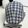 New British Classic Plaid Cotton And Linen High-Quality Forward Hat Men'S And Women'S Fashion Versatile Face Beret Cap
