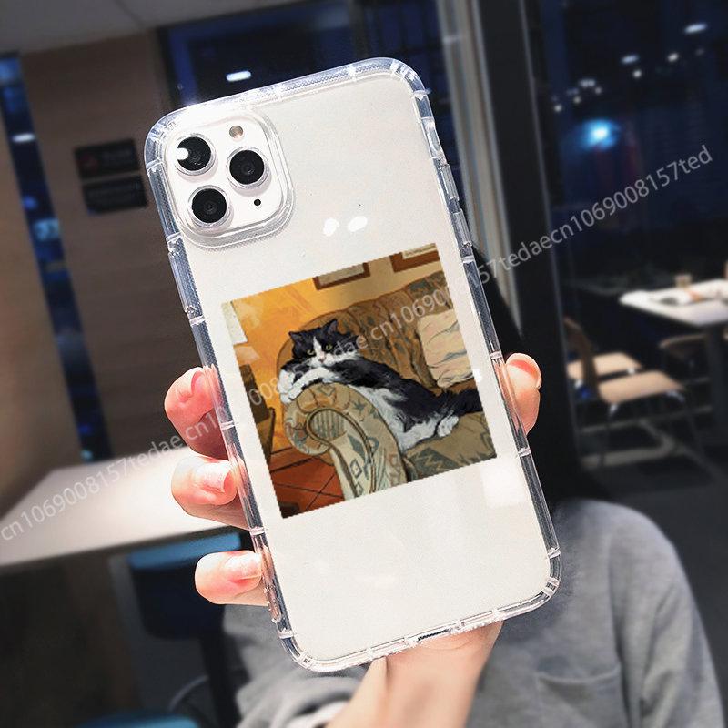 Hot Funny Cat Photo Transparent Phone Case for IPhone 13 12 Pro Max 11 XR XS X 8 7 14 Plus Couple Soft Silicone Cover Fundas