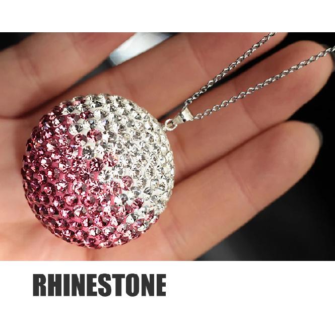 Bling Car Decor Crystal Ball Hanging Rear View Mirror Charm Rhinestone Ornament Accessories for Women