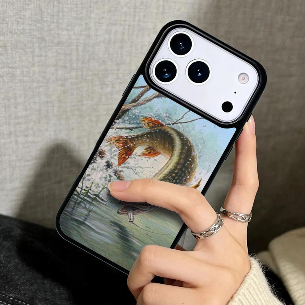 Capa Case for iPhone 17 Air 16 Pro Max 15 Plus 11 13 Mini 14 12 Back Phone Cover Trout Fish Fishing soft