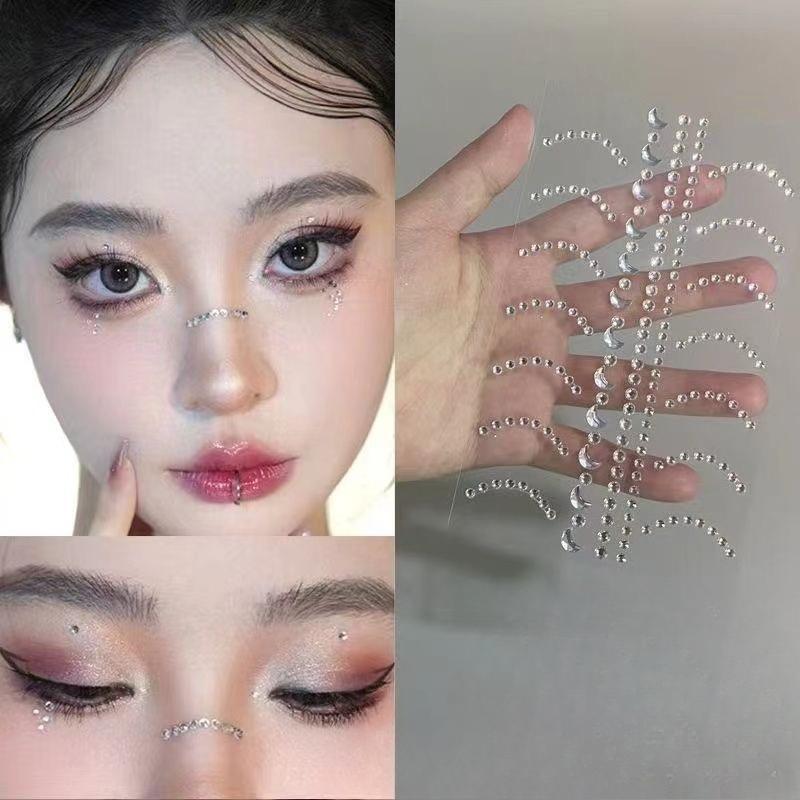 Bellissimi adesivi 3D con strass di cristallo lucido e stelle di perle, album di ritagli, custodie per telefono fai da te, decorazioni per spettacoli di danza, adesivi per il viso.
