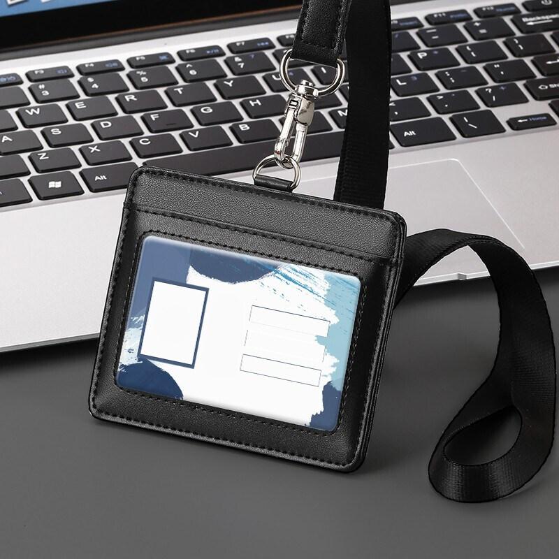 Formal Business 2 Card Slot ID Badge Holder with Lanyard Horizontal and Vertical Styles Suitable for Office and Professionals Cardholders