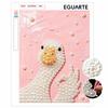 Handmade Framed Pearl Painting Set with Cute Goose Hand Gesture Design 5D Shiny Bead Art Canvas Creative Craft for Kids Room Decor