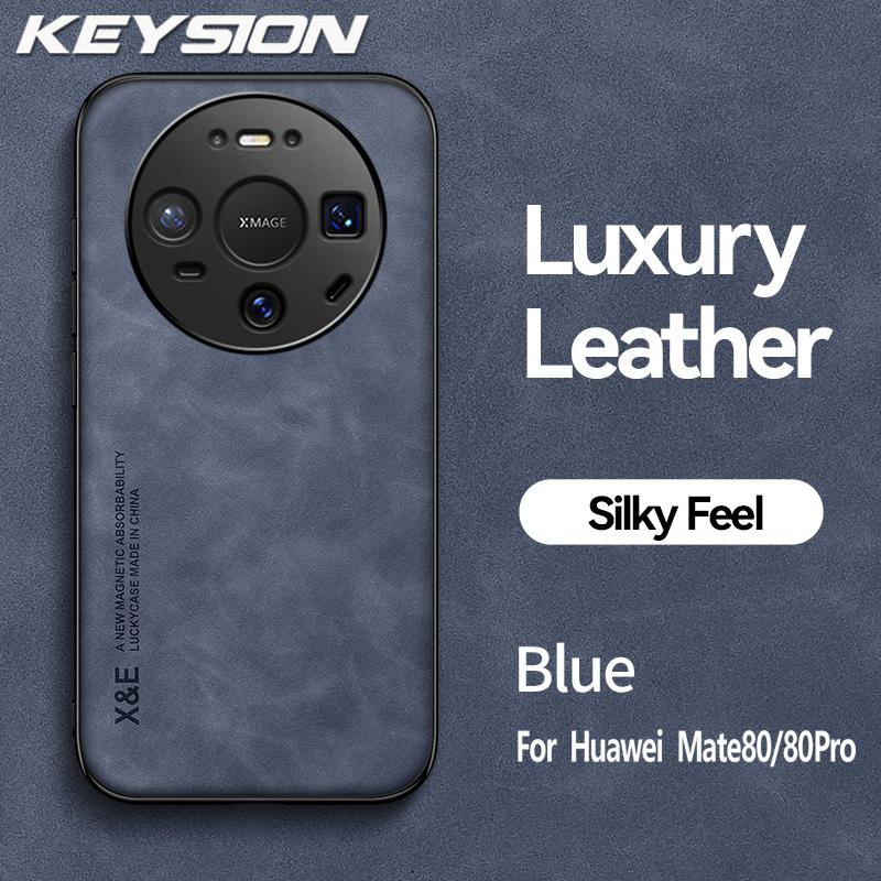 KEYSION Luxury Retro PU Leather Case for Huawei Mate 80 Pro Soft Silicone+PC Shockproof Phone Back Cover for Huawei Mate 80 Pro