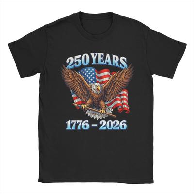 250. Jubiläum USA Patriotischer Adler 250. Unabhängigkeitstag T-Shirt Sommer Baumwoll-T-Shirts Für Männer Hippie Individuell DIY T-Shirt