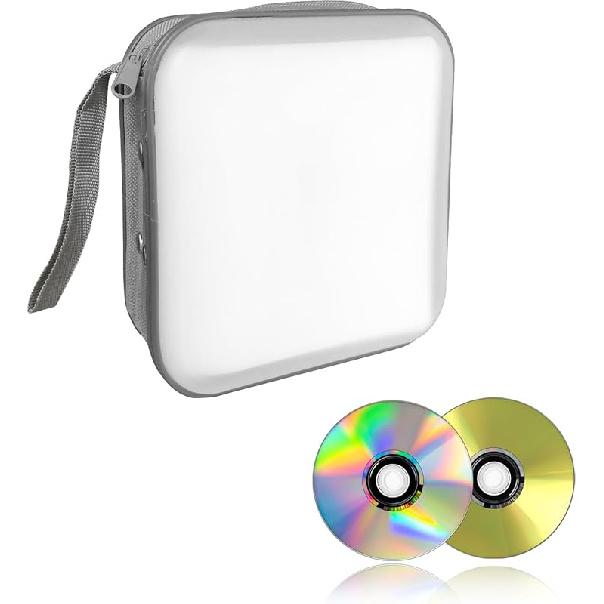 Augeny 48 Capacity CD Case, Portable DVD Hard Plastic Case Holder, Wallet Disc Storage Binder For Car, Home, Travel, Carrying Organizer, Universal
