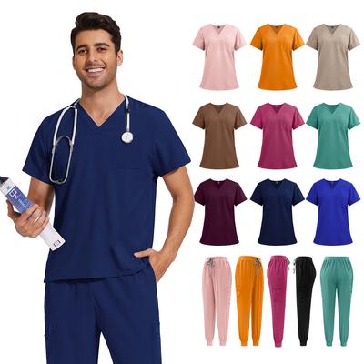 Summer Doctors and Nurses Frosted Suit V-neck Thin Breathable Nurse Work Uniform