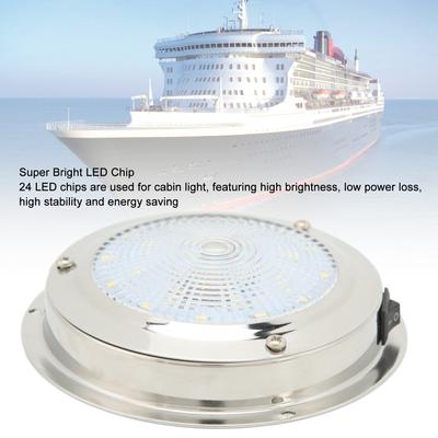 LED RV Dome Light RV Ceiling Dome Light IP65 Waterproof 316 Stainless Steel Housing DC12‑24V Marine Courtesy Lamp