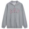 GAP Unisex Logo Embroidered Loose Hooded Cardigan Sweatshirt