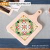 Japanese Restaurant Retro Solid Wood Tile Handle Pot Pad Wooden Anti Scald Plate Pad Household Casserole insulation Wood Pad