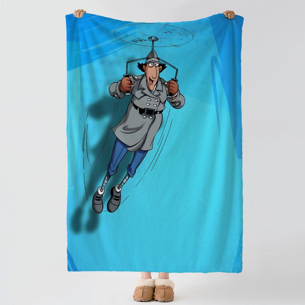 Cartoon Inspector Gadget Überwurf Weiche Warme Flanelldecke Vielseitiger Überwurf für Bett Sofa Büro Klimaanlage Nickerchen Decke