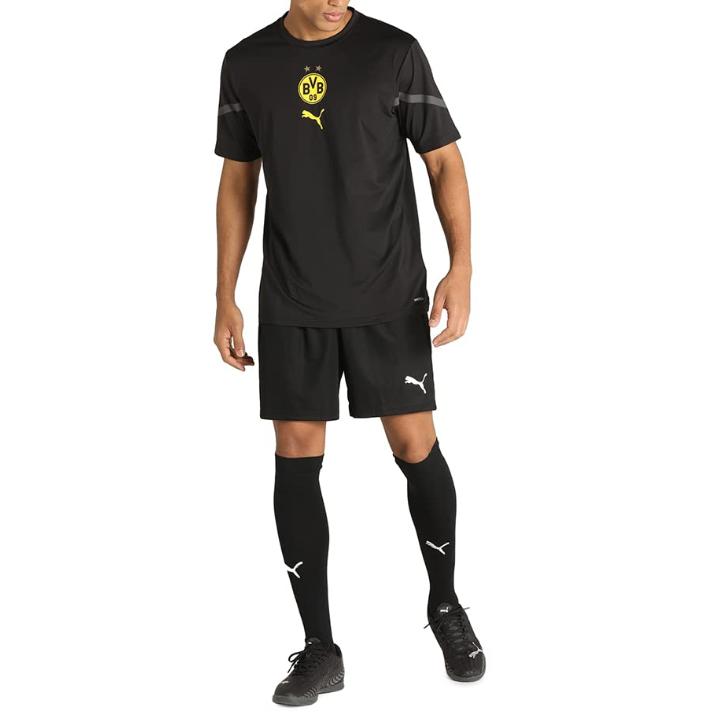 Puma Borussia Dortmund Logo Print Sport Round Neck Short Sleeve T-Shirt Unisex Tops Black 764297-02