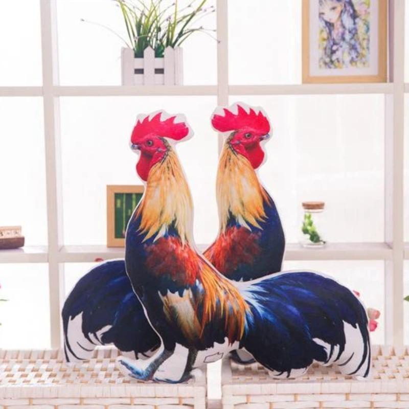 Realistic Rooster Hen Plush Pillow Lifelike 3D Print Soft Fluffy Fabric Stuffed Toy for Home Decor Kids Sleep Companion Gift
