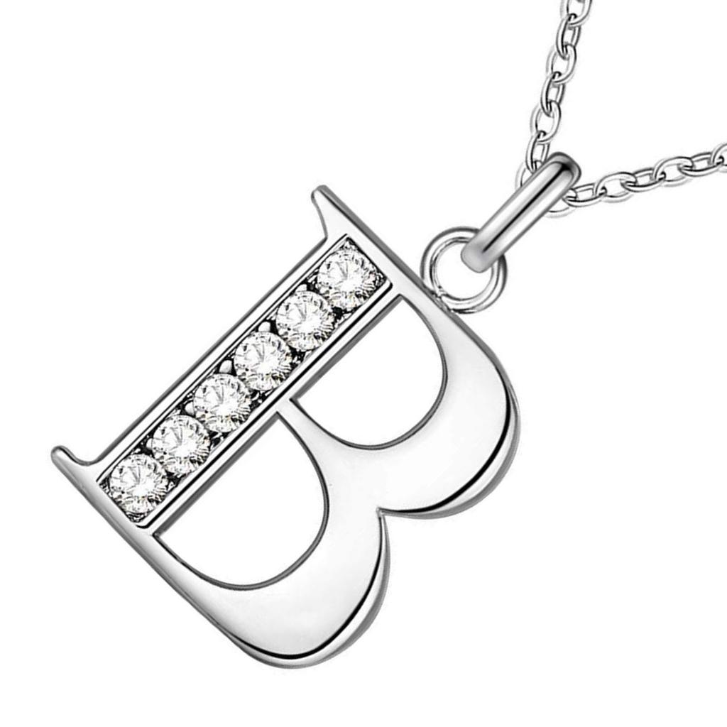 Necklace B Letter Design Fashionable Style Titanium Steel Rhinestones Jewelry Necklace for Daily Use