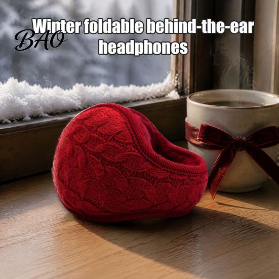Cold Weather Winter Earmuffs Ear Muffs for Women Men, Foldable with Thickened Warmers Plush Lining, Soft Knit Thermal Outdoor Sports