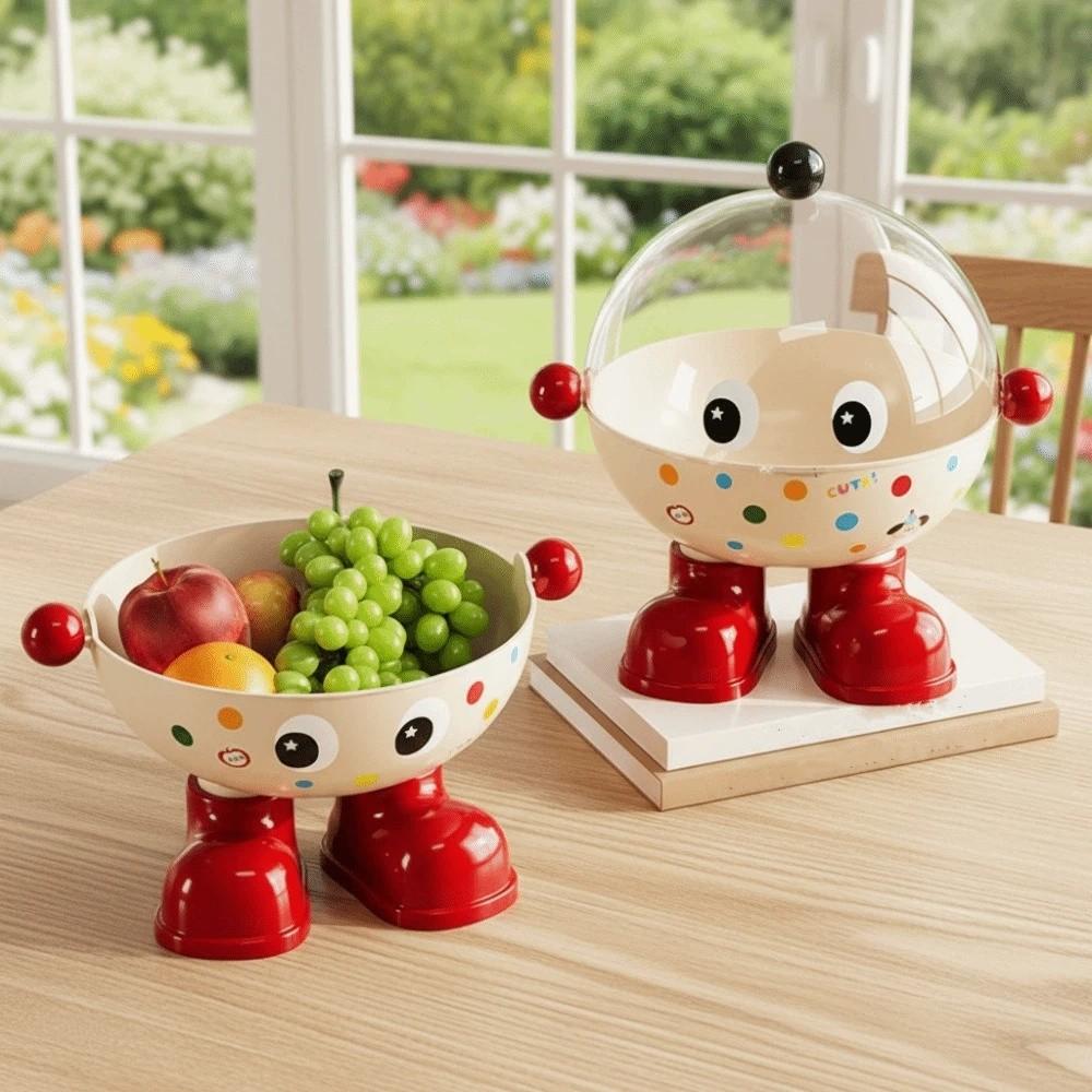 Cartoon Snack Fruit Plate Large Capacity Drain Basket Dopamine Tea Table Plate Dining Table