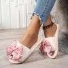 New Autumn Winter Women's Home Cotton Slippers Women Elegant Flat Bottom Warm Head Plush Slippers Trendy Butterfly Knot Slippers