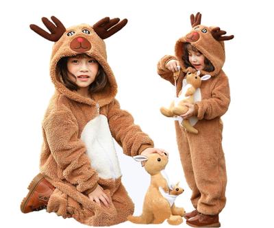JUNDOMECY Santa Cosplay Reindeer Kigurumi for Kids, Cute, Fluffy Santa Claus Costume, Christmas Pajamas, Loungewear, Plus Sizes, Perfect for Events,