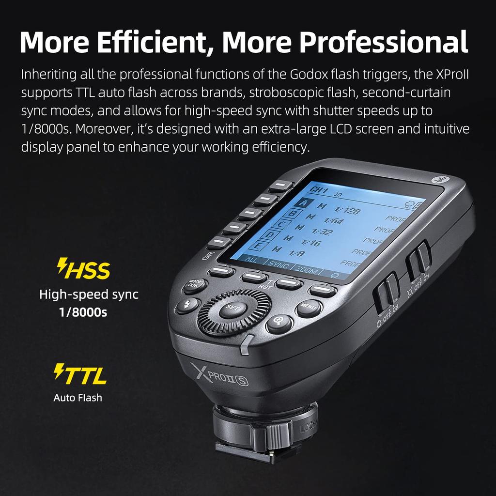 Godox TTL Wireless Flash Trigger TCM instant APP 16 groups of 32 large LCD stable suitable for Sony cameras XProII-S 1/8000s HSS, switching, control,