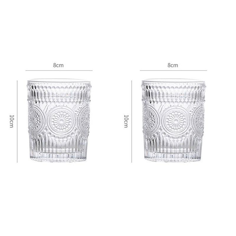2pcs Nordic Retro Embossed Glass Cup Transparent Sunflower Water Cup Juice Cup Crystal Cup Whisky Glass Christmas Gift To Friend 2pcs