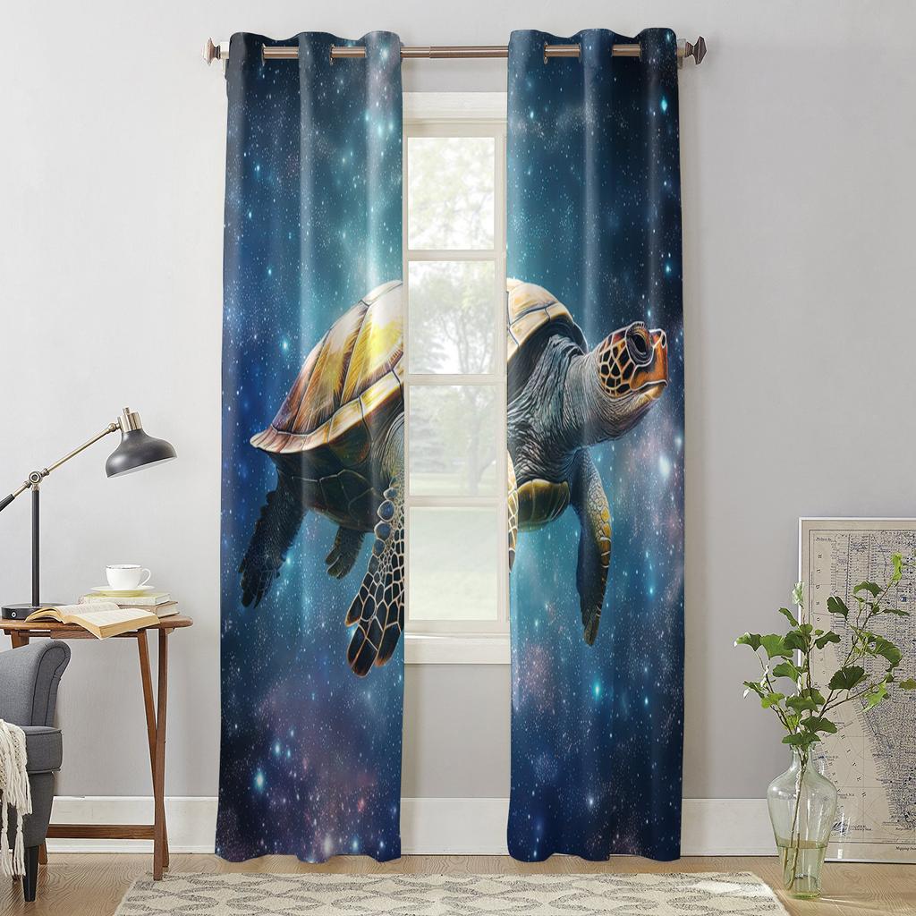 Żółwie Gwiazdy Droga Mleczna Zasłony do Sypialni Salonu Obróbka Okienna Rolety Kuchenne Dekoracje Domowe Draperie