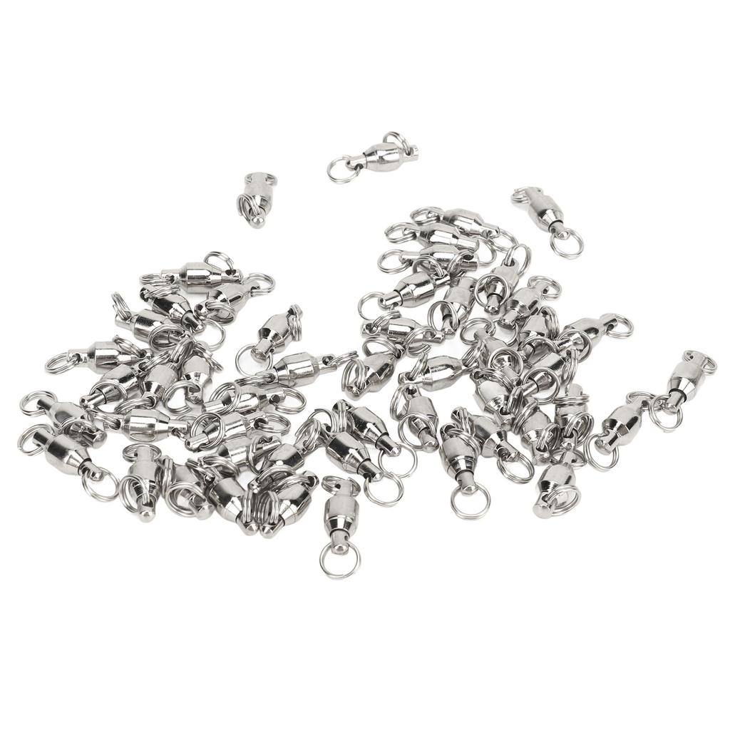 50pcs Ball Bearing Swivels Connector High Strength Stainless Steel  Welded Rings Barrel Swivels
