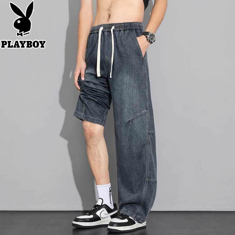 PLAYBOY Men's Loose Straight High Street Washed Jeans