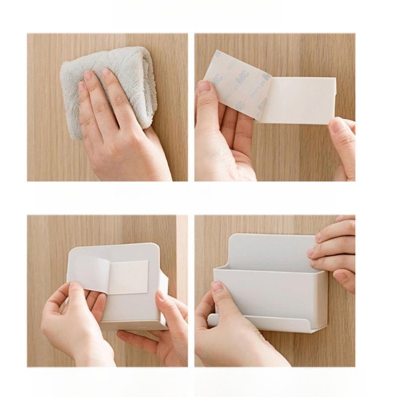 Wall Mounted Remote Control and Mobile Phone Storage Box Air Conditioner Stand Holder Rack Multi-functional Organization