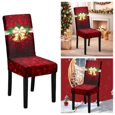 6Pcs All-Inclusive Chair Protector Wear Resist Decorative Chair Sleeve Xmas Pattern Elastic Slipcover for Festival Decoration