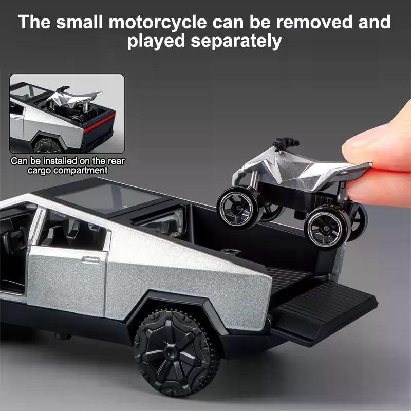 1:36 Alloy Pickup CyberTruck Pull-Back Car Collection For Boys And Children Gift One Large And One Small Vintage Toy