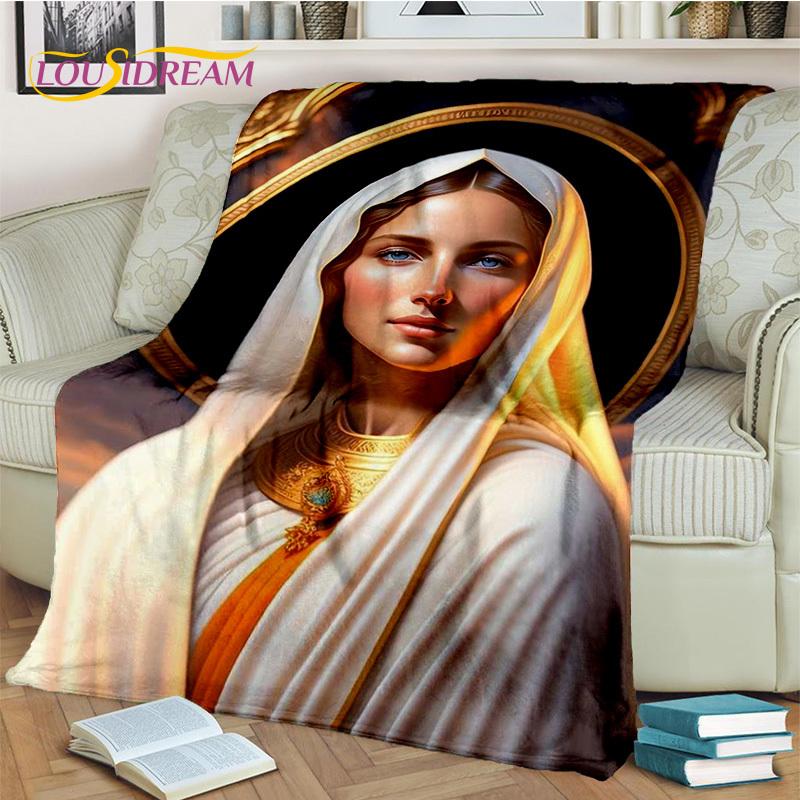 Jesus Blessed Virgin Mary Pray Blanket,Soft Throw Blanket for Home Bedroom Bed Sofa Picnic Travel Office Rest Cover Blanket Kids