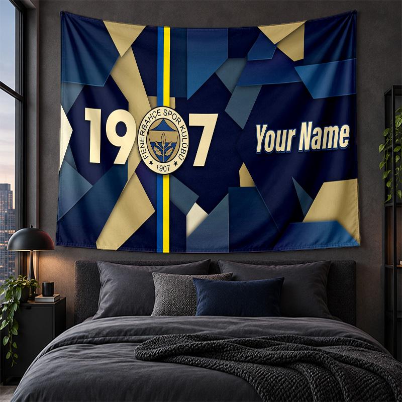 Arazzo Personalizzato da Appendere alla Parete Tessuto con Sfondo Artistico Modello Fenerbahçe FC