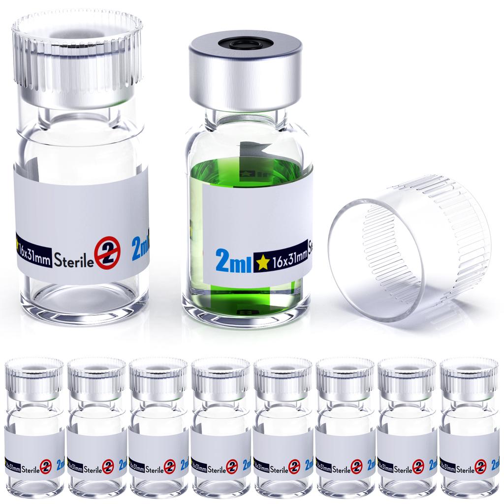 Sterile Empty Vials With Reuse Cap And 13 /20 mm Self Healing Injection Port,Buckle Glass Vials ,Sterile Package,Clear