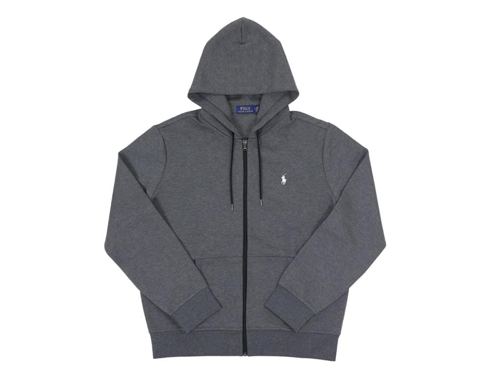 Polo Ralph Lauren Jersey Hoodie with Embroidered Size Men's Full-Zip Pony, XL, Grey/White (Product Code 01020040)