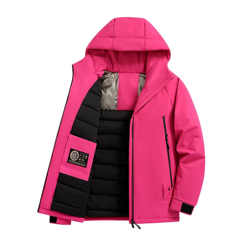 Men's Thickened Graphene-Heated Winter Jacket - Warm, Hooded, Cotton Outerwear for Couples