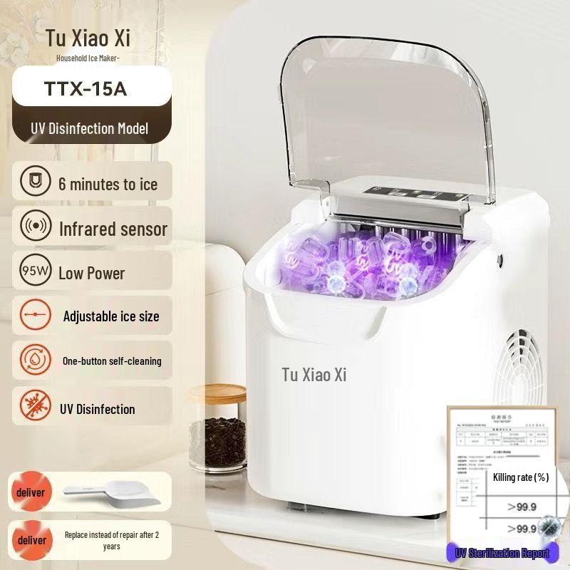 Compact Low-Power Portable Ice Cube Maker for Home or Dorm
