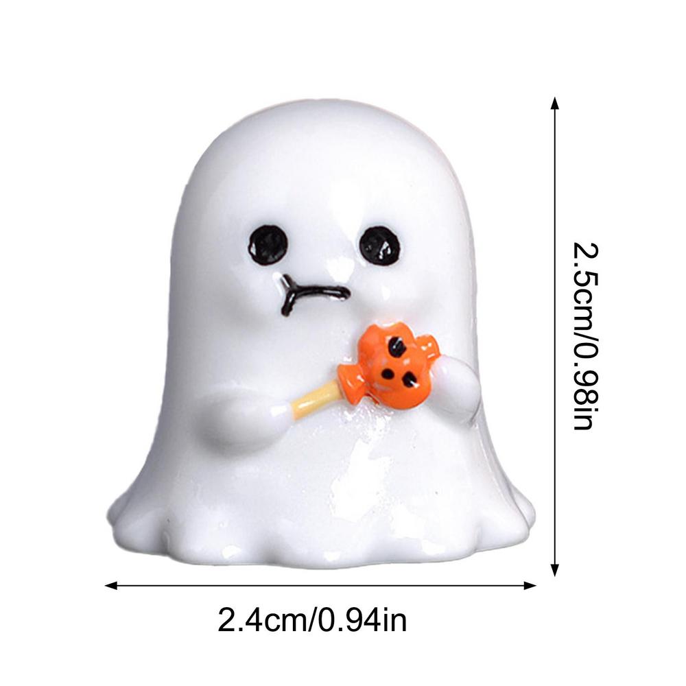 Halloween Pumpkin Ghost Figurines Wizard Ghost Landscape Miniature For Halloween Home Office Desk Room Decorations