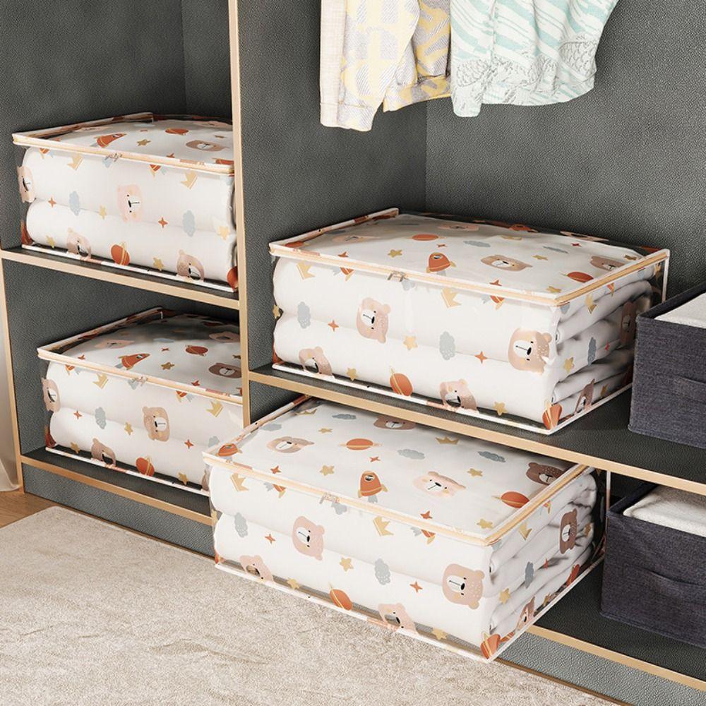 Large Capacity Household Clothes Organizer Dustproof Waterproof Transparent Quilt Bag New Printed Three-Dimensional Storage Bag