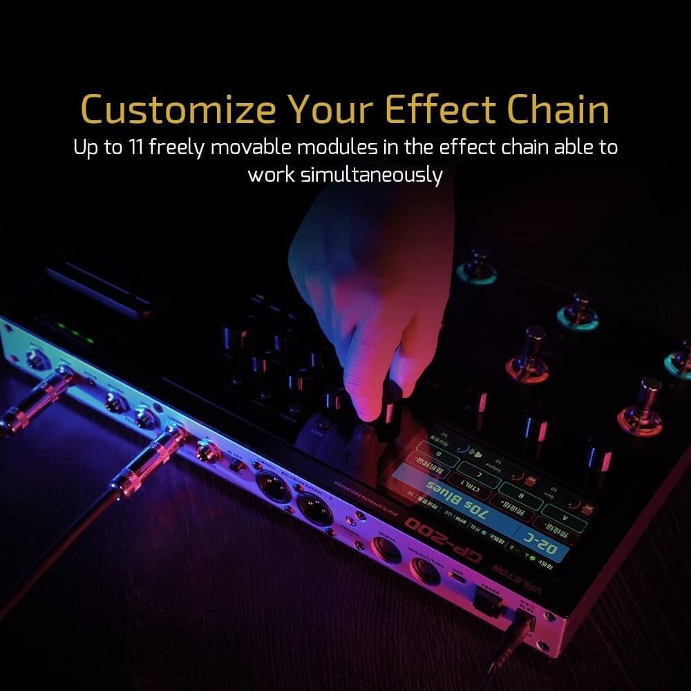 Valeton Pedal with Expression FX Amp IR Cabinet and USB Interface GP-200 Multi-Effects Pedal, Loop, MIDI, Modeling, Simulation, Stereo,