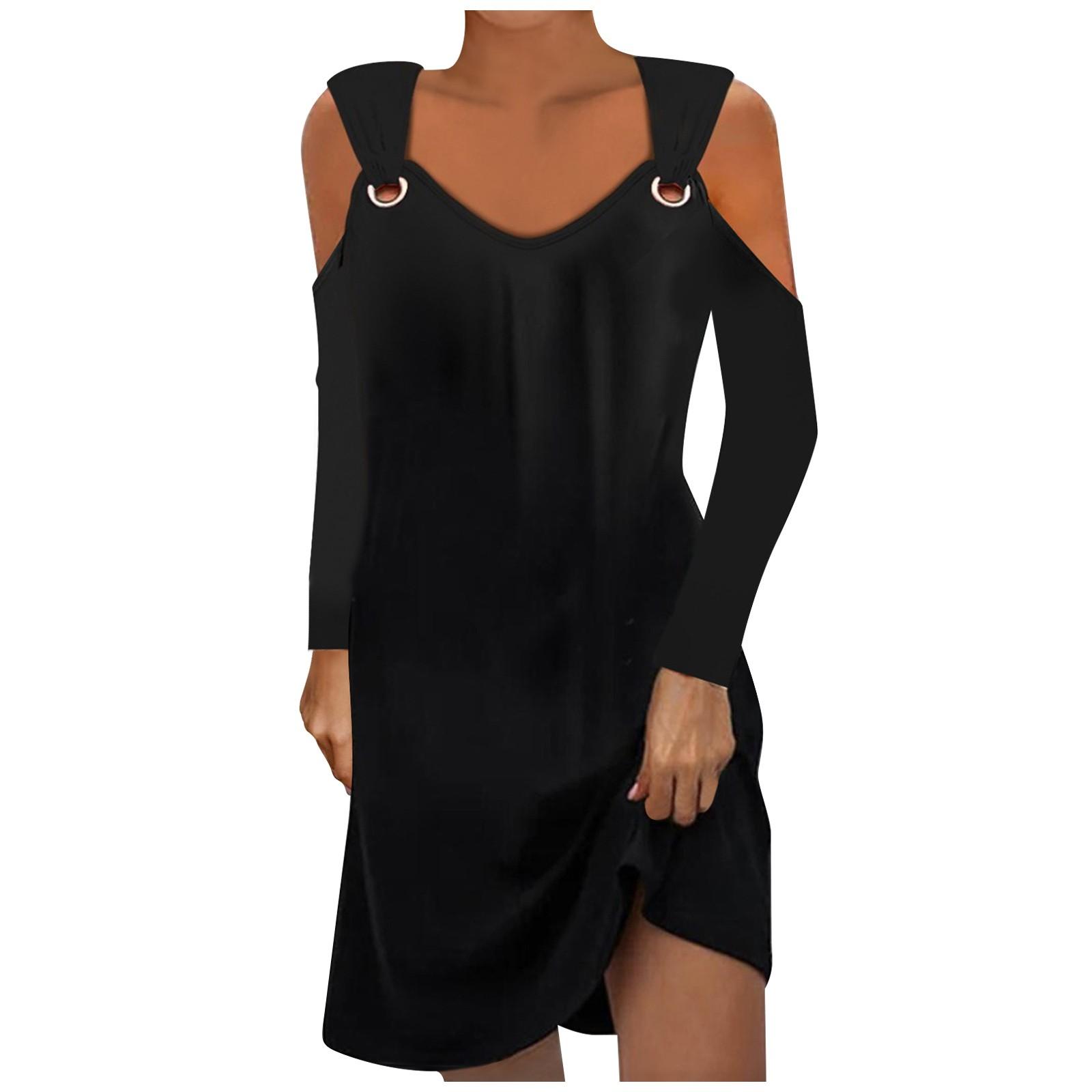 Модное новое женское повседневное платье без бретелек с длинным рукавом XL чёрный — фото 2