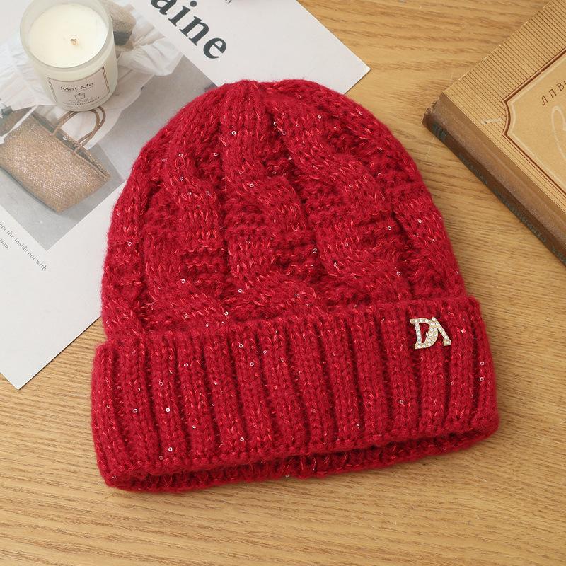Autumn and winter hats women's fleece thickened rabbit fur knitted hats, ear protectors, warm wool hats, fashionable headgear hats